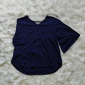 New Directions Navy V-Neck Top with Wide Sleeves, SIZE Medium